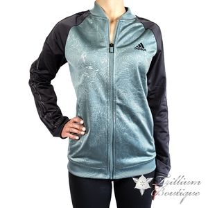 Adidas Women's Embossed Petal Print Climalite® Fabric Green Track Jacket NWT